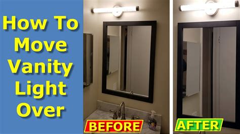 how to install bathroom vanity light electrical box|fixing off center vanity light.